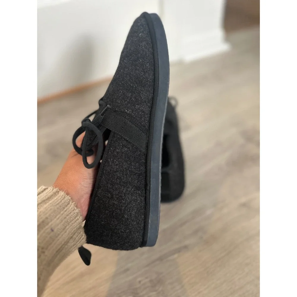 J Crew Wool Chore Slippers Mens Black Gray Slip‎ On Size 11 Comfy Indoor Outdoor